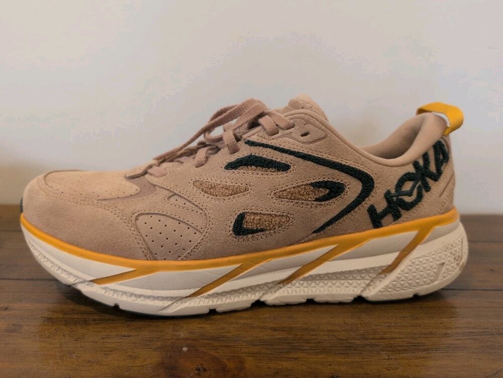 Hoka One One Clifton L Embroidery Running/Athletic Suede Shoes/Sneakers 12M/13W